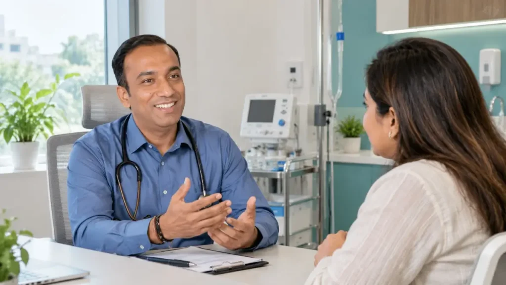 Doctor discussing medical ozone therapy with a patient in Gurgaon